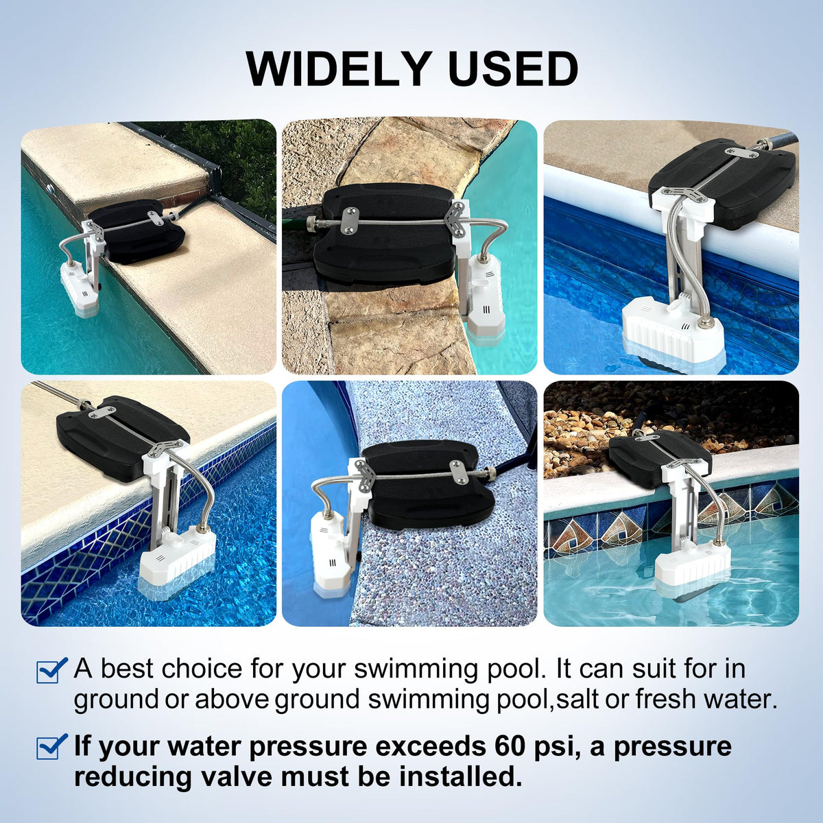 uueeGo pool leveler non-slip base keeps the unit secure on wet decks