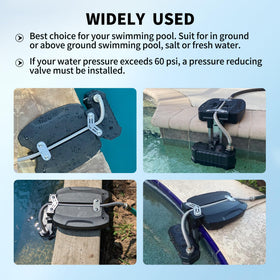 uueeGo height-adjustable frame fits different pool setups from 2 to 9 inches.