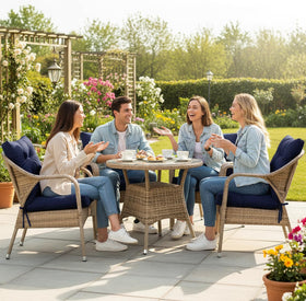 UUluhao navy floral seat cushion for outdoor chair offering thick padding.