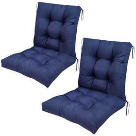 UUluhao navy blue outdoor chair cushions, front view, thick tufted padding for patio dining.