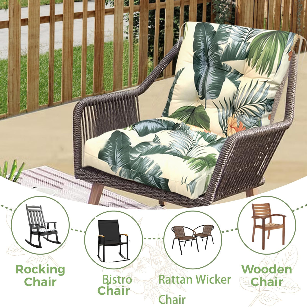 UUluhao navy blue chair cushion seat detail, durable tufting for outdoor use.