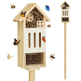 UUMENHA bee house outer view shows durable pine for pollinators