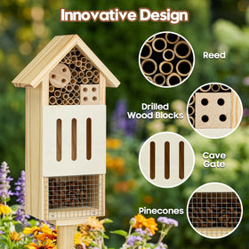 UUMENHA bee house natural materials compartments attract bees and butterflies