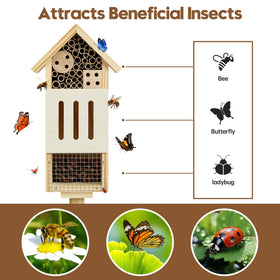 UUMENHA bee house with stake demonstrates easy garden installation