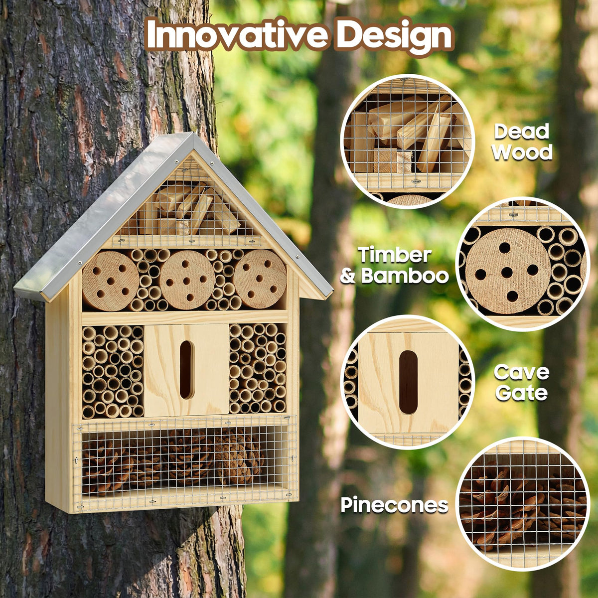 UUMENHA insect hotel butterfly-house view supports pollinator-friendly gardens
