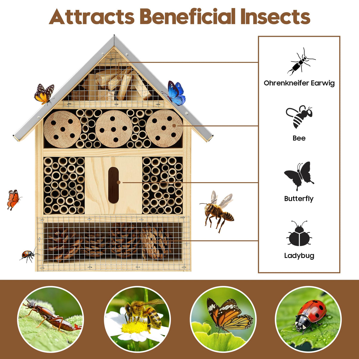 UUMENHA insect hotel ladybug-nook closeup promotes natural pest control