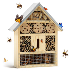 UUMENHA insect hotel with mason bee tubes boosts pollinator activity in the garden