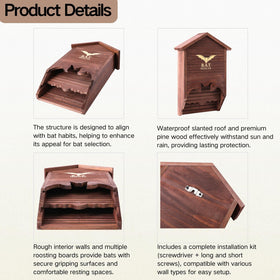 UvasDulces weatherproof brown bat house in outdoor setting demonstrates longevity.