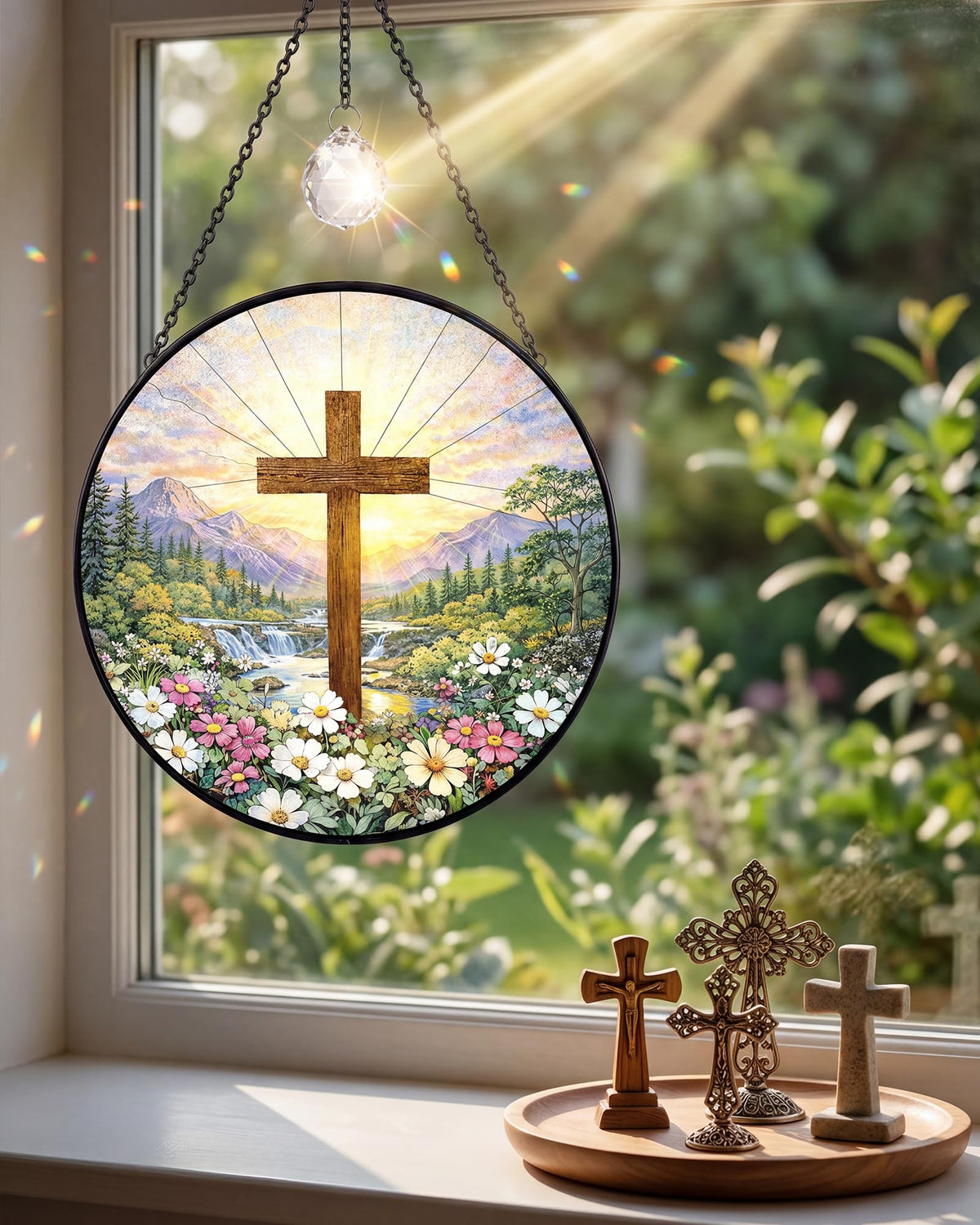 UVGVA 7.8 inch suncatcher with hanging chain included for easy display