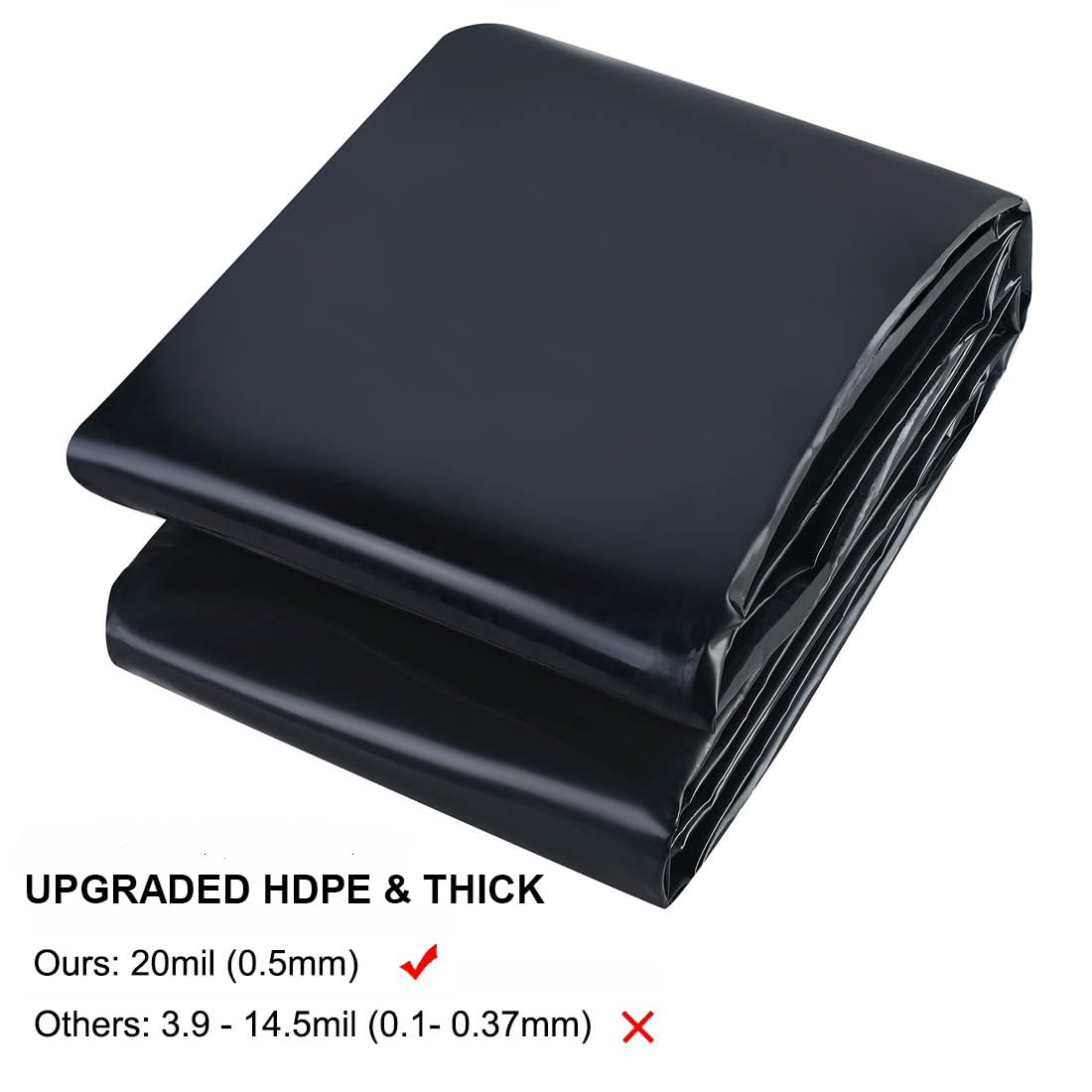 Close-up of UWIOFF 20 mil HDPE UV-resistant pond liner