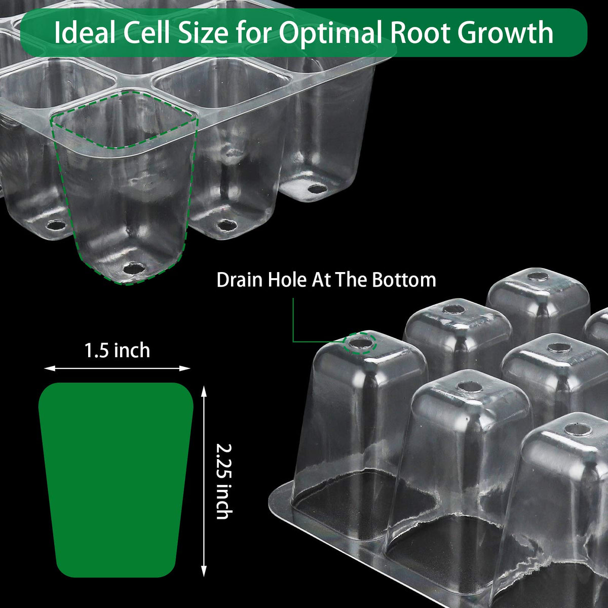 UWIOFF seed tray with 1.5 in x 1.5 in cells and 2.25 in depth for starting