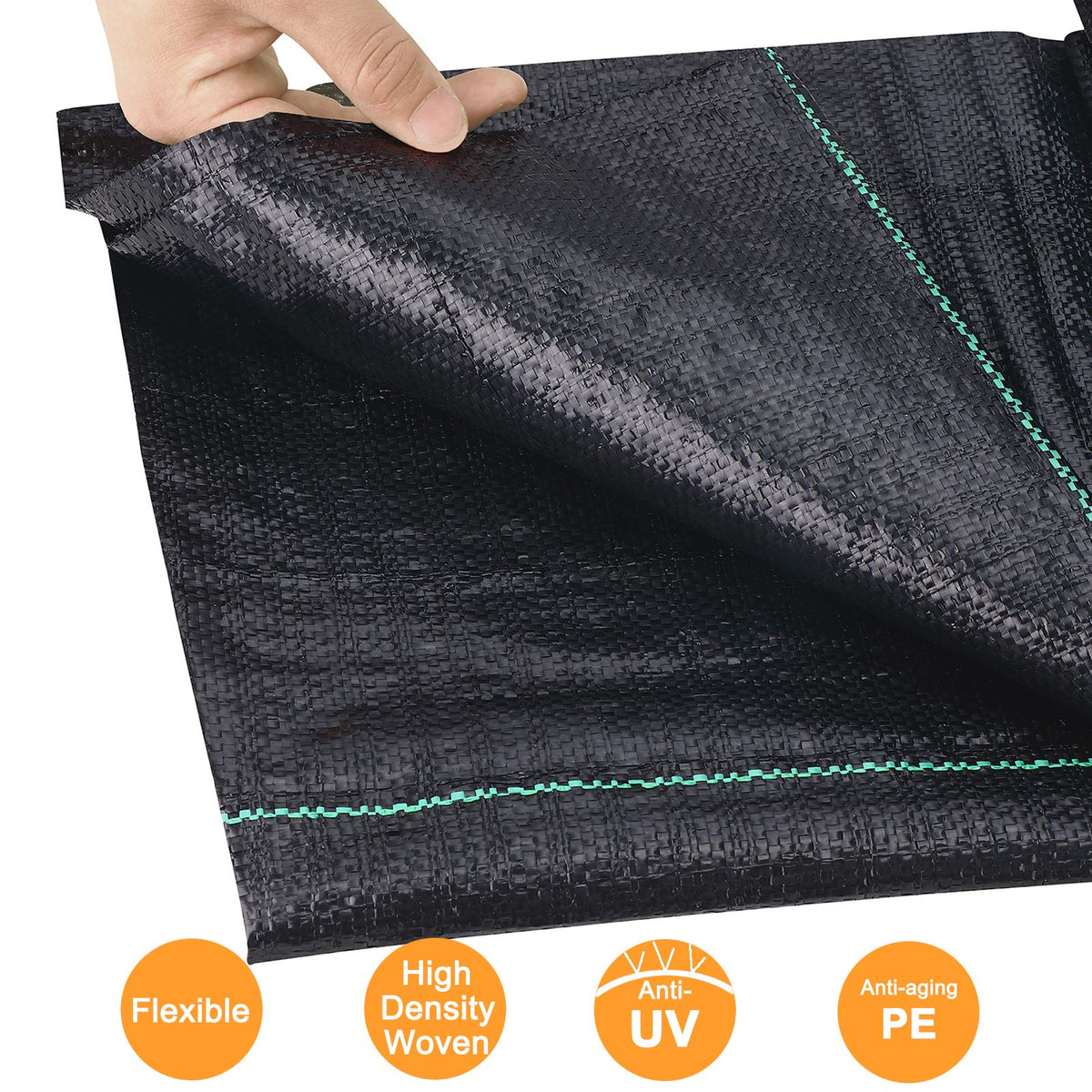Close-up weave of UWIOFF weed barrier fabric shows durable construction for outdoor use
