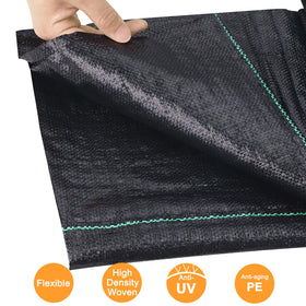 Close-up weave of UWIOFF weed barrier fabric shows durable construction for outdoor use