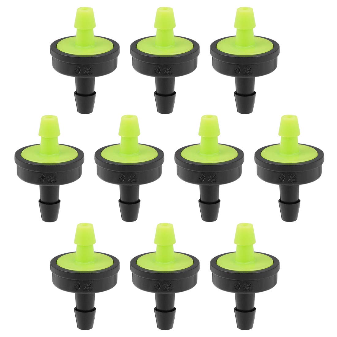 uxcell pressure compensating dripper 8gph close-up with barbed connector for easy lawn irrigation