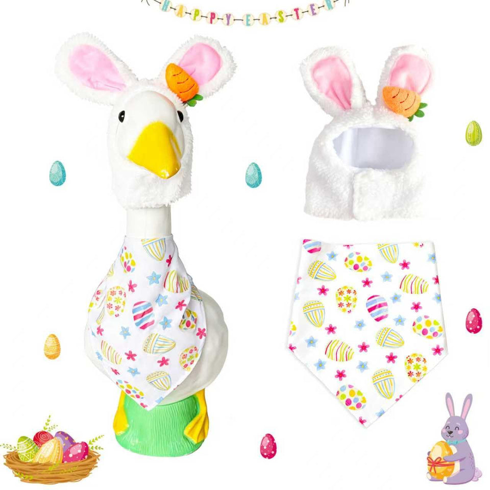 UXEWOIZ Easter Bunny Outfit for 23-inch porch goose adds festive curb appeal.