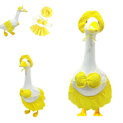 UXEWOIZ porch goose summer outfit on a lawn statue for festive yard decor