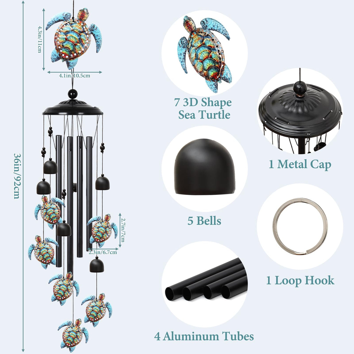 UXORSN five-tube chime creates soothing outdoor music with breeze.