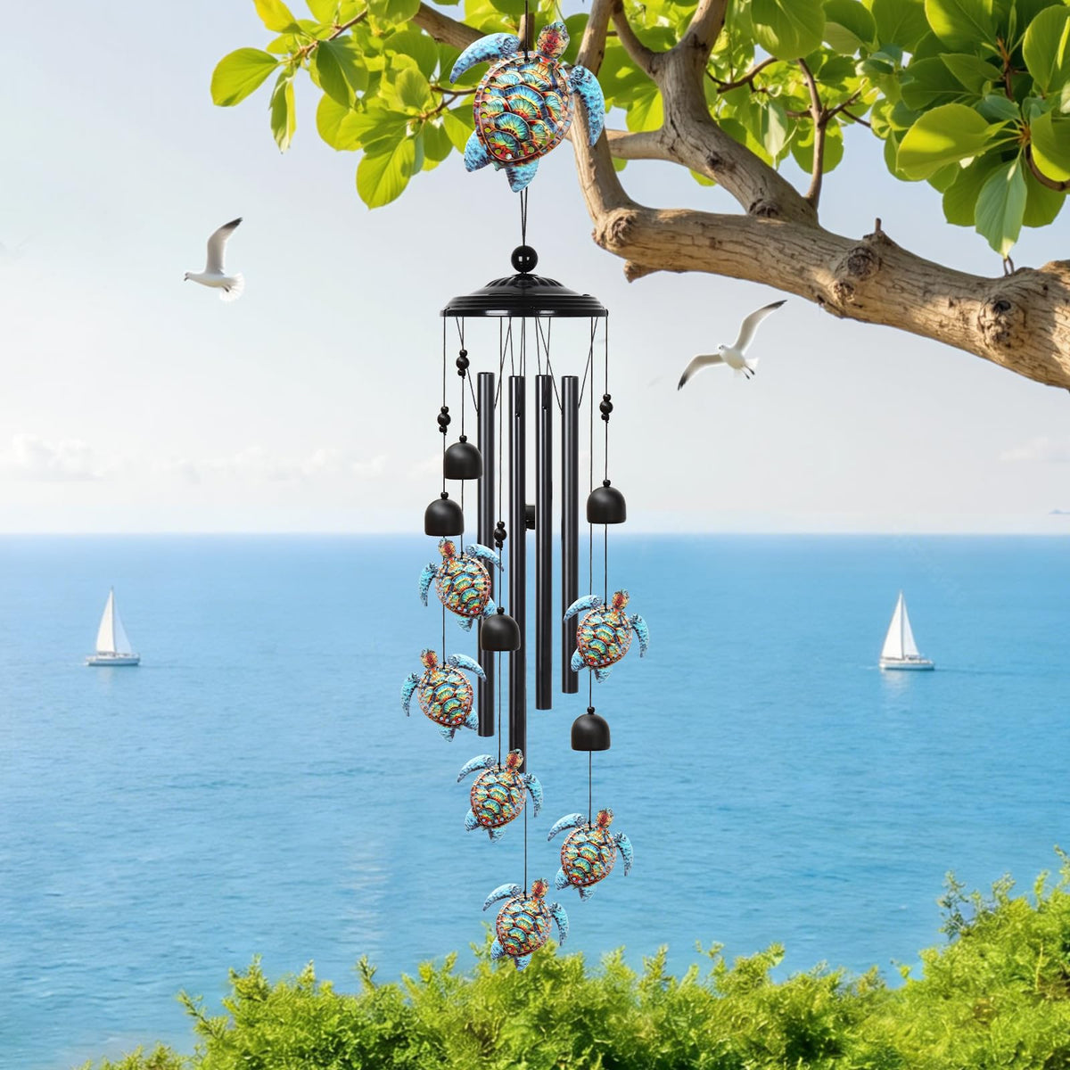 UXORSN lightweight wind chime easy to hang above doorway or window.