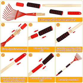 UYEDUJZ 28inch child rake in garden for lightweight gardening tasks.