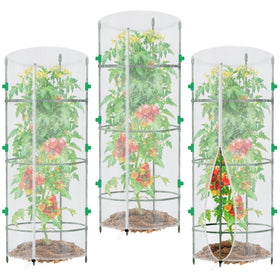 UYEDUJZ 3-pack garden netting for round cages, durable and reusable.