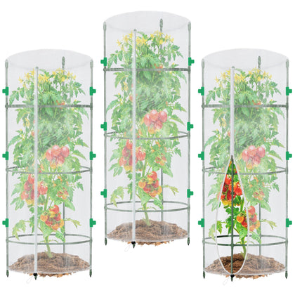 UYEDUJZ 3-pack garden netting for round cages, durable and reusable.
