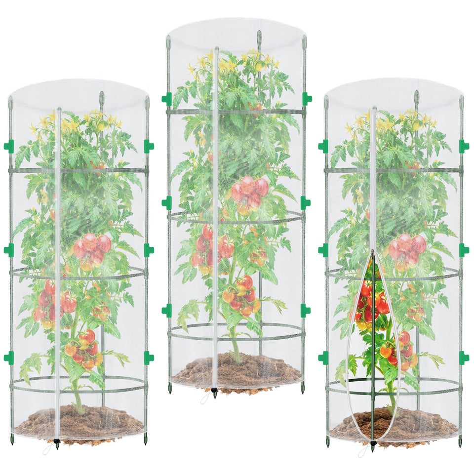 UYEDUJZ 3-pack garden netting for round cages, durable and reusable.
