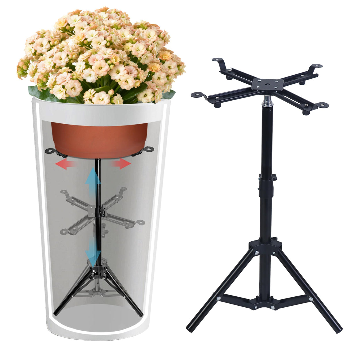 UYEDUJZ adjustable plant riser with full assembly provides stable support for large planters.