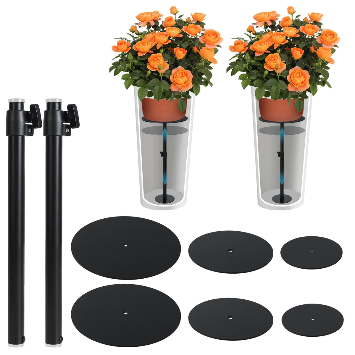 UYEDUJZ adjustable plant risers provide stable support for tall indoor and outdoor pots.