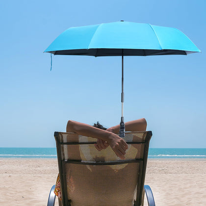 UYEDUJZ Beach Chair Umbrella clip demonstrates fast shade on sunny beach days.