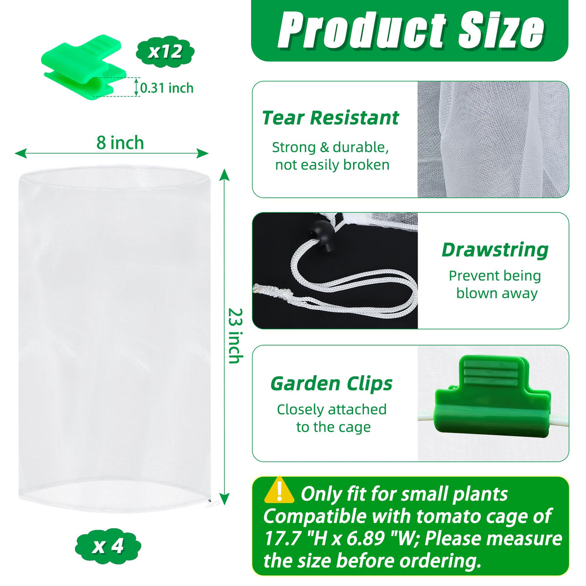 UYEDUJZ drawstring bottom cover secures around plant supports for stable protection