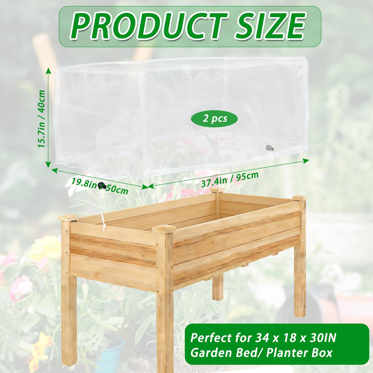 UYEDUJZ drawstring edge netting on a raised bed for secure placement