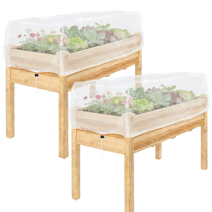 UYEDUJZ two-pack rectangular garden netting covering a raised bed to deter pests and birds