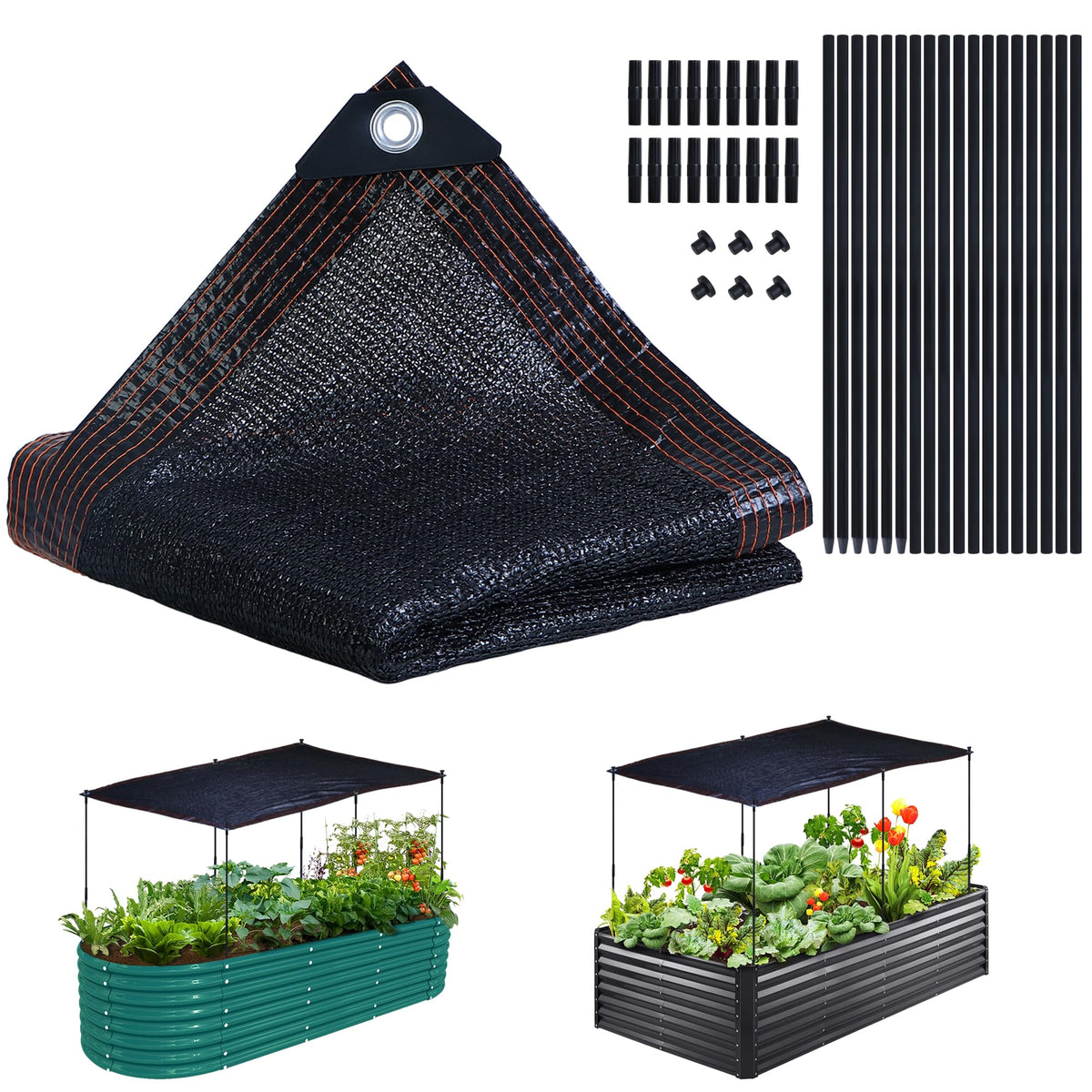 UYEDUJZ Garden Shade Cloth Kit full view with cooling shade for plants