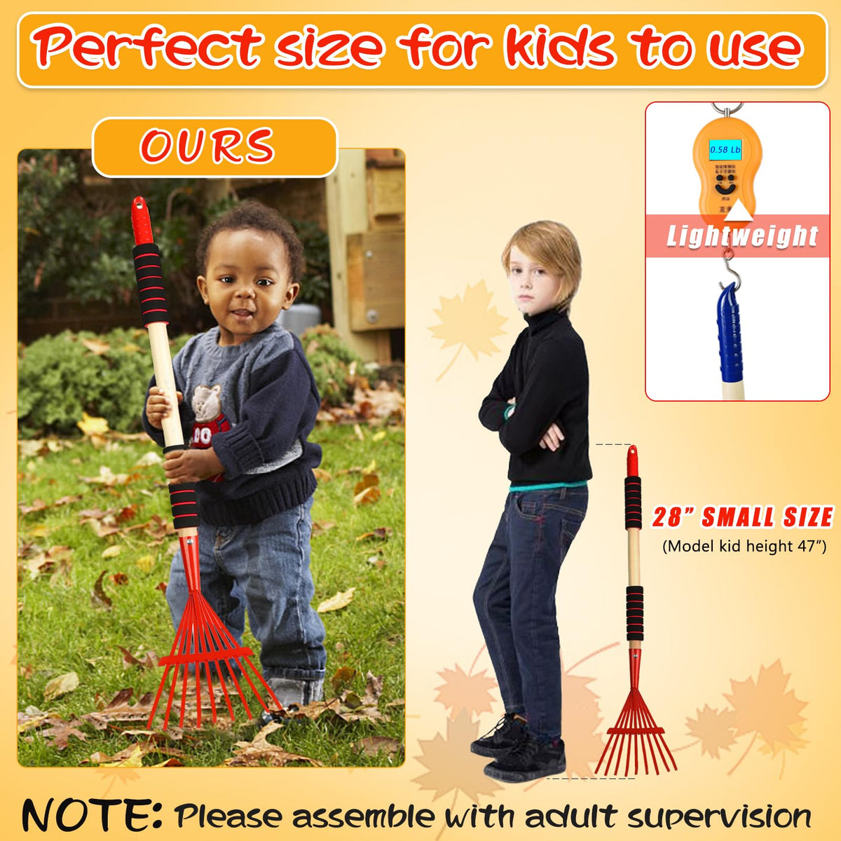 UYEDUJZ metal-head wood-handle detail emphasizes reliable yard tidying.
