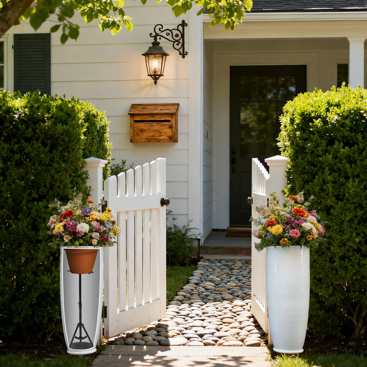 UYEDUJZ planter riser fits tapered, square, and round planters.