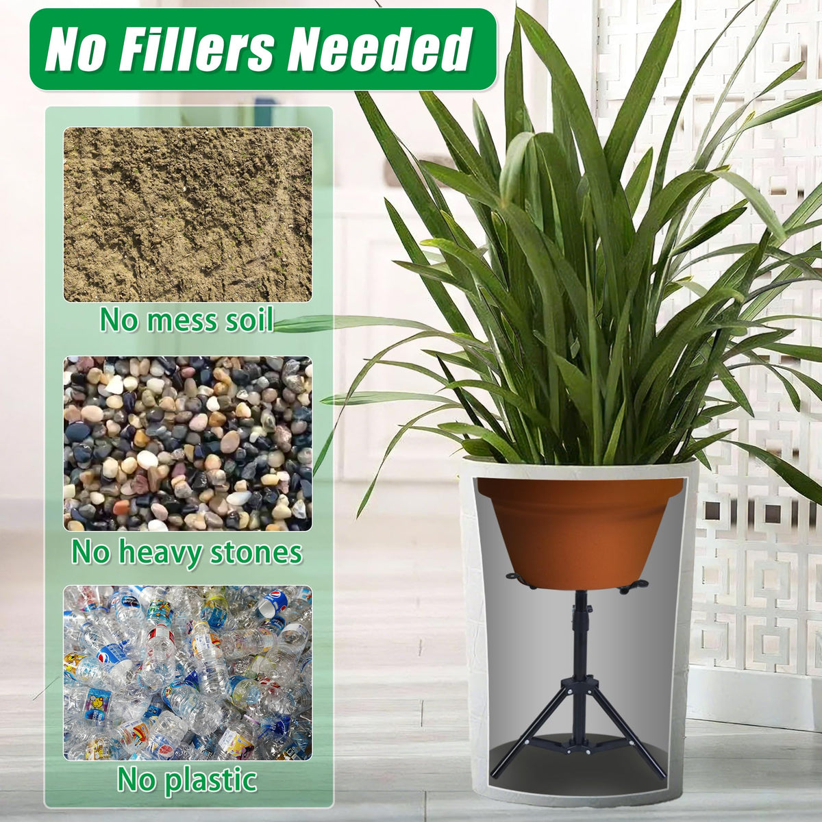 UYEDUJZ plant riser top tray width adjusts to fit diverse pot bases.
