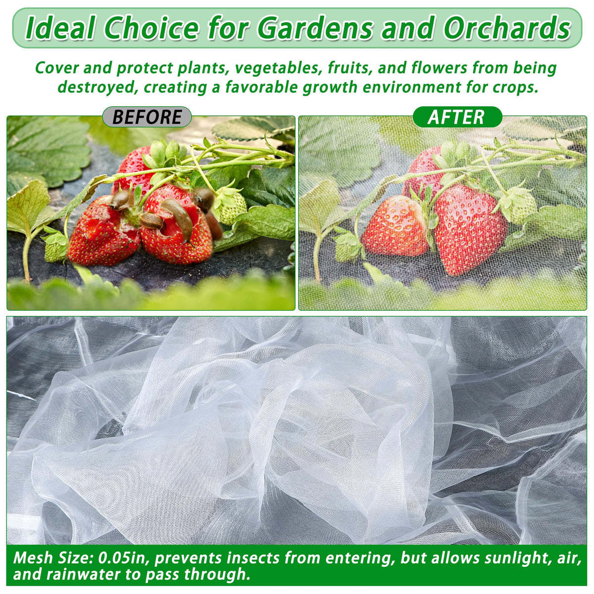 UYEDUJZ UV-resistant HDPE garden netting material in use outdoors