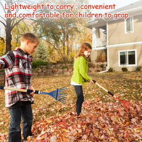 UYEDUJZ wooden-handle kid rake closeup showcases durable construction.
