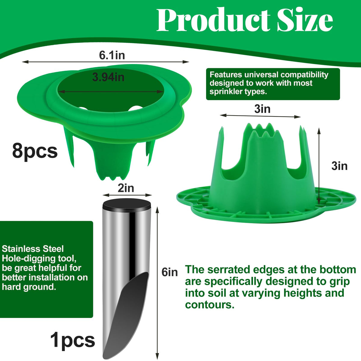 Uyeesi green sprinkler guards blend with your lawn and prevent mower contact.