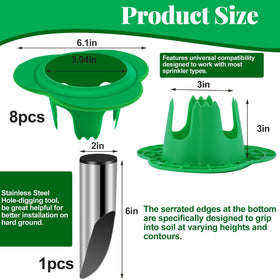 Uyeesi green sprinkler guards blend with your lawn and prevent mower contact.