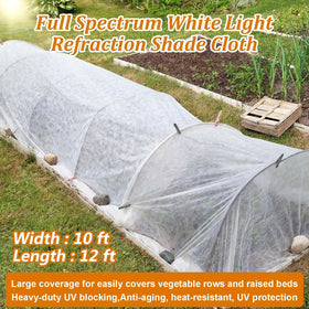 Uyeesi white sunshade cloth over vegetables shields from harsh sun while allowing airflow.