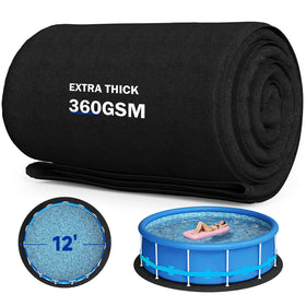 Uyittour 12ft round pool pad general-fit image showing round pool compatibility and liner protection