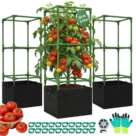 Uyittour 3-pack square tomato cages deliver sturdy support for climbing vegetables.