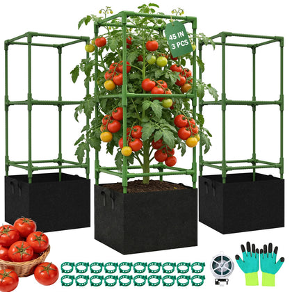 Uyittour 3-pack square tomato cages deliver sturdy support for climbing vegetables.