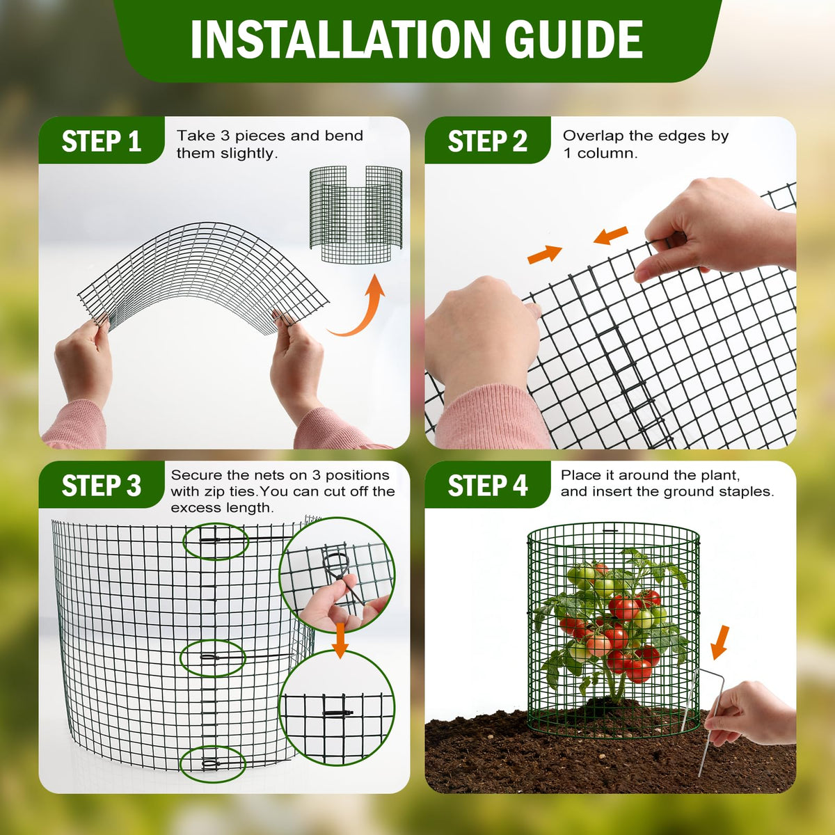 Uyittour all-in-one rabbit-protector kit includes panels, stakes, zip ties, and gloves.
