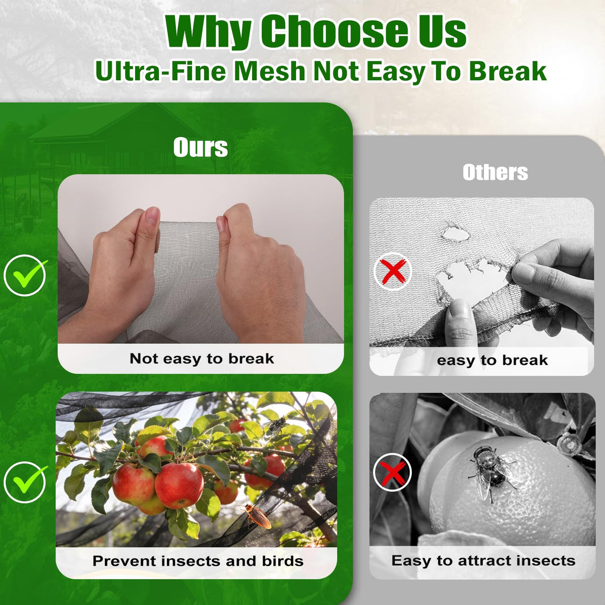 Uyittour ultra-fine barrier allows water and sunlight to reach plants.
