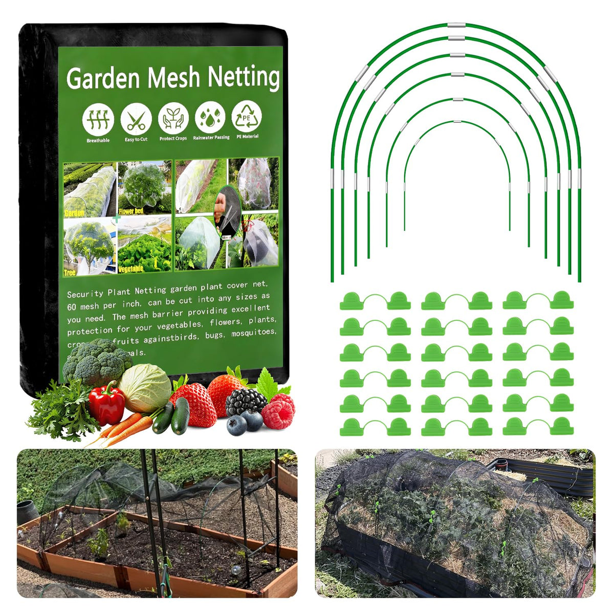 Uyittour garden netting 10x30ft ultra-fine mesh blocks pests while letting light through.