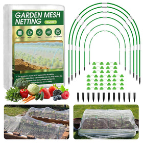 Uyittour garden netting kit with hoops assembly protects vegetables from birds.