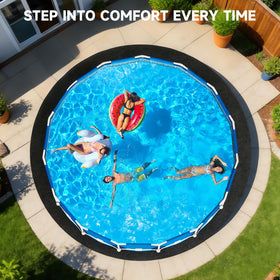 Uyittour pre-cut round pool mat enables easy installation.