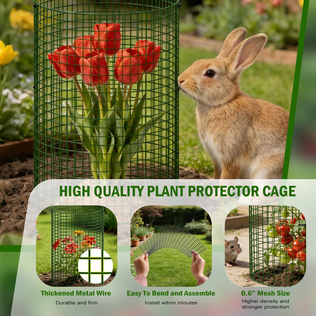 Uyittour rabbit proof garden cages showing customizable protection for vegetables and blooms